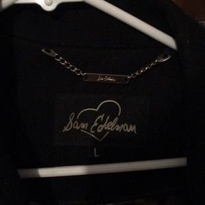 Sam Edelman black  leather and wool coat